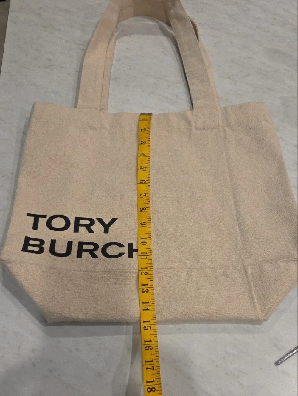 Tory Burch Beige Canvas Logo Tote Size Large